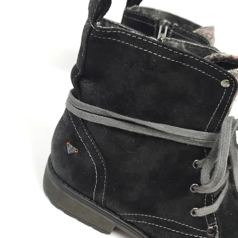 Roxy RG Bowman - Lace-up Faux Leather Boots in Black Size 3